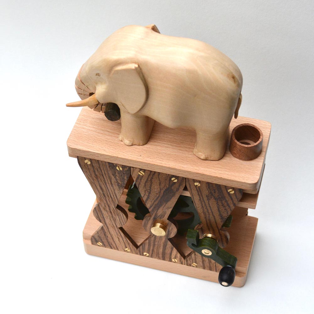 wooden automata elephant