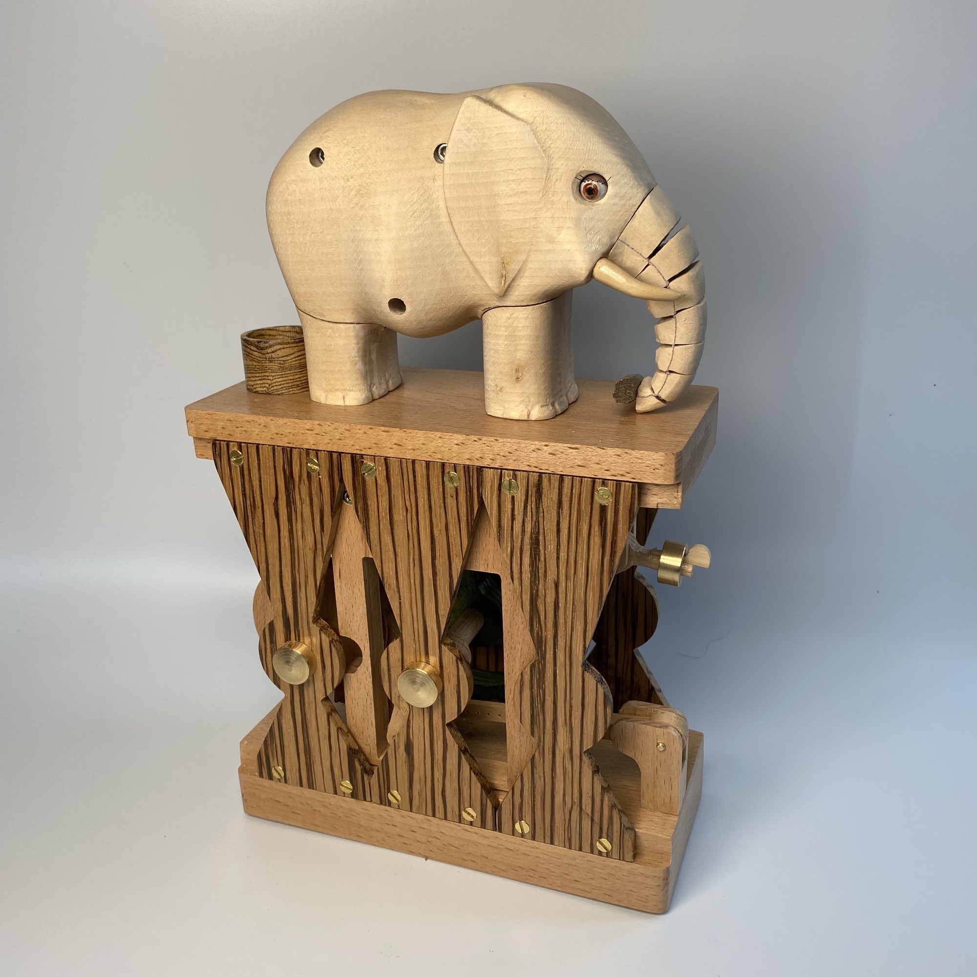 wooden automata elephant